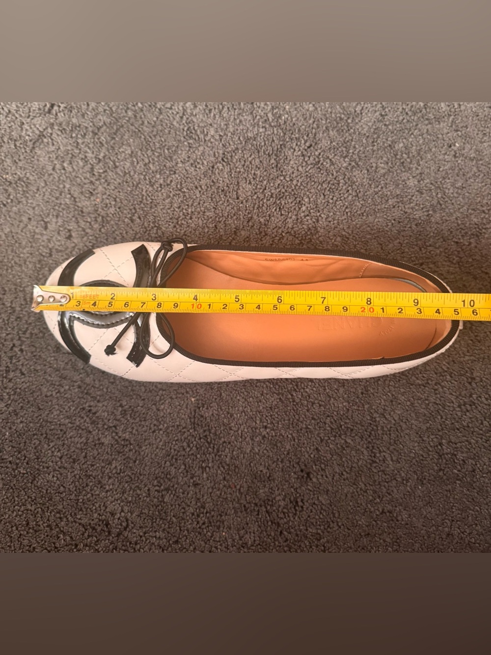 Quilted Cap Toe Ballerina Flats White & Black - Picture 6 of 7
